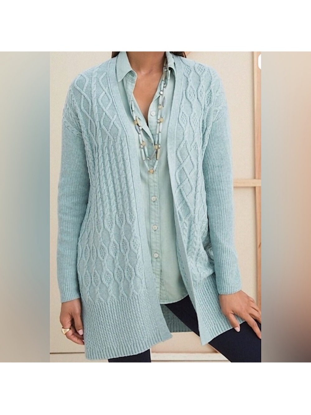 Chico's Cardigan Sweater Cable Knit 2(Medium)